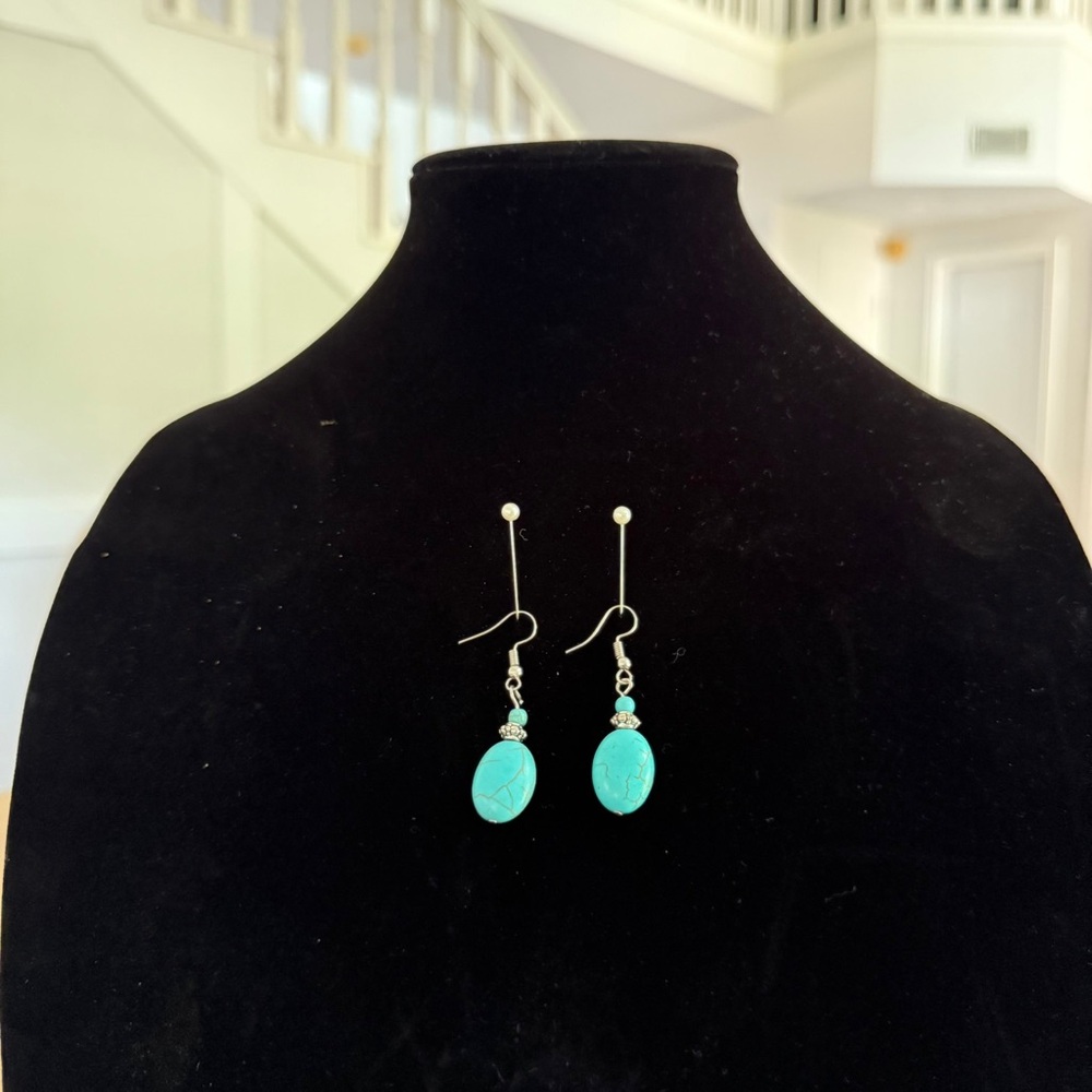 Turquoise Silver Drop Earrings